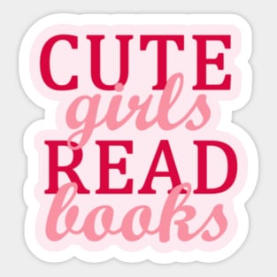 Pink Cute Girls Read Books Sticker